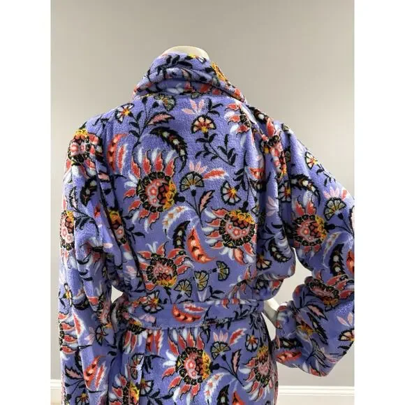 Vera Bradley Womens Purple Plush Floral Luxurious Bathrobe Mural Garden Sz 2X-3X - Picture 4 of 9